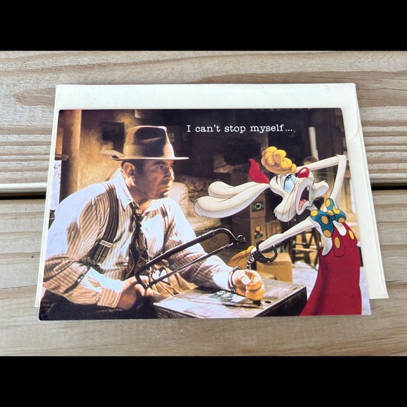 Disney Who Framed Roger Rabbit Vintage Greeting Card Love Humor Bob Hoskins 1987 - Picture 5 of 5